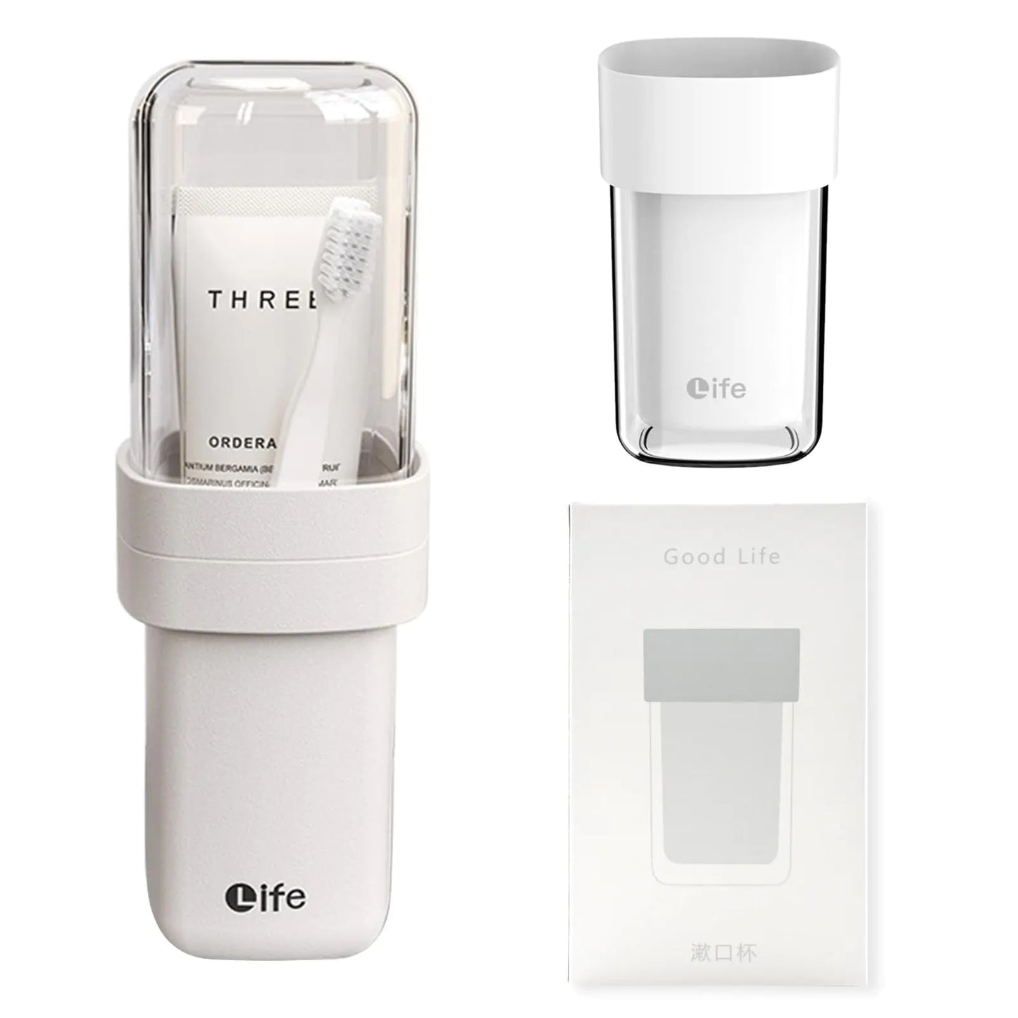 Portable Travel Toothbrush Case Covered Toothbrush Cup Holders Toothbrush and Toothpaste Travel Case Toothbrush Storage Organizer Container for Traveling Bathroom(White)