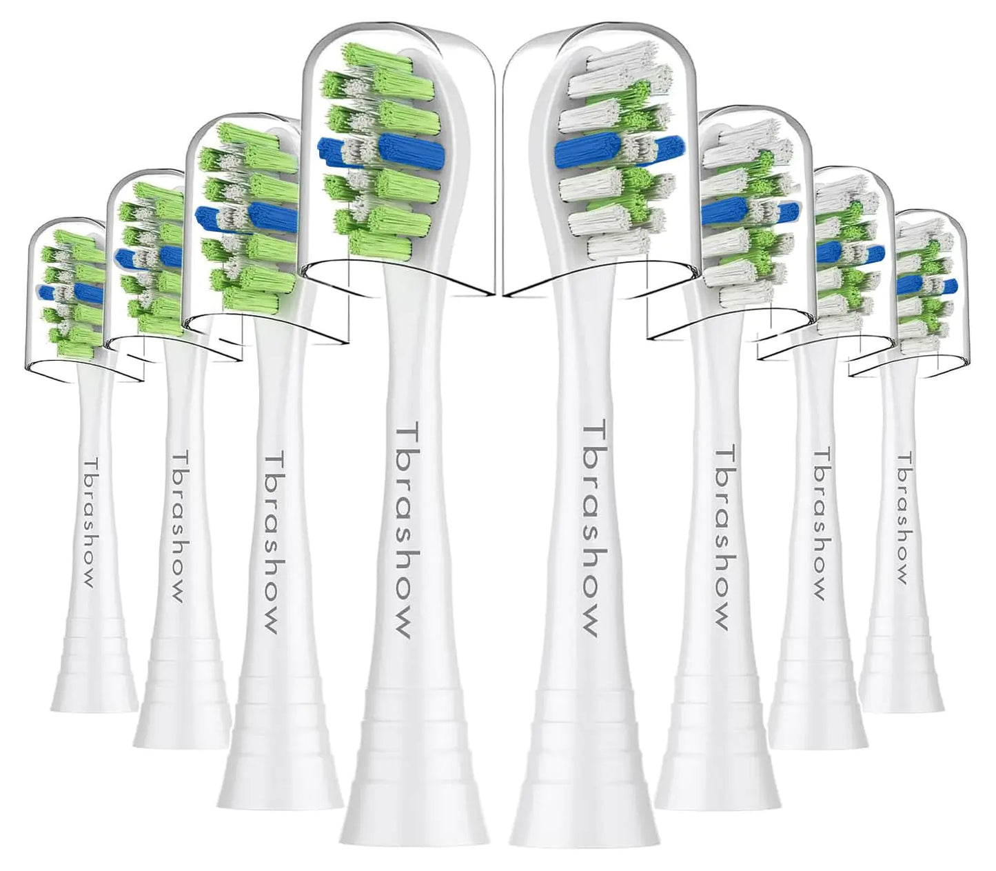 Replacement Toothbrush Heads for Sonicare Replacement Heads Compatible with Phillips Sonicare Snap-on Electric Tooth Brushes (Green+White 1 Count (Pack of 8))
