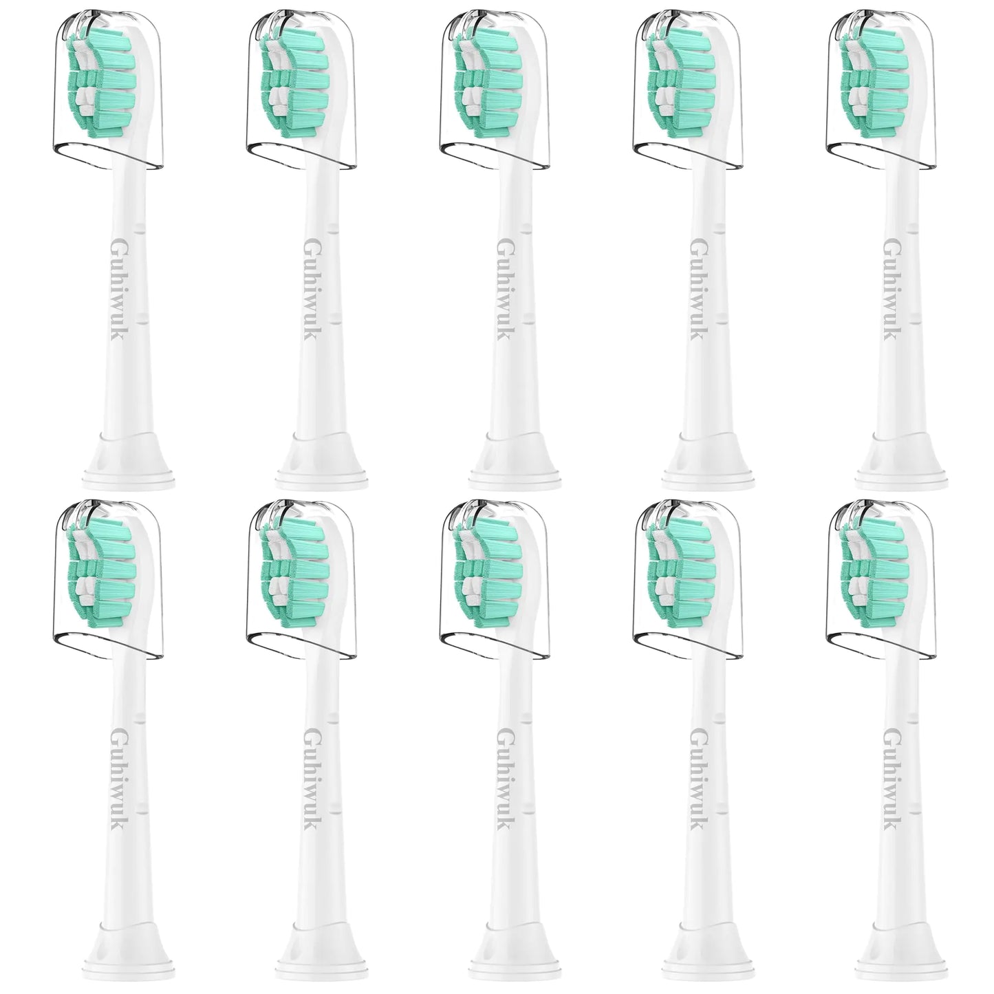 Guhiwuk Designed for Philips Sonicare Replacement Heads Replacement Brush Heads Compatible with Phillips Sonicare Click-on Sonic Electric Toothbrush 10 Pack