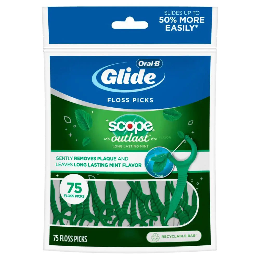 Oral B Floss Picks + Scope Outlast Flavor 75 ea (Pack of 6)