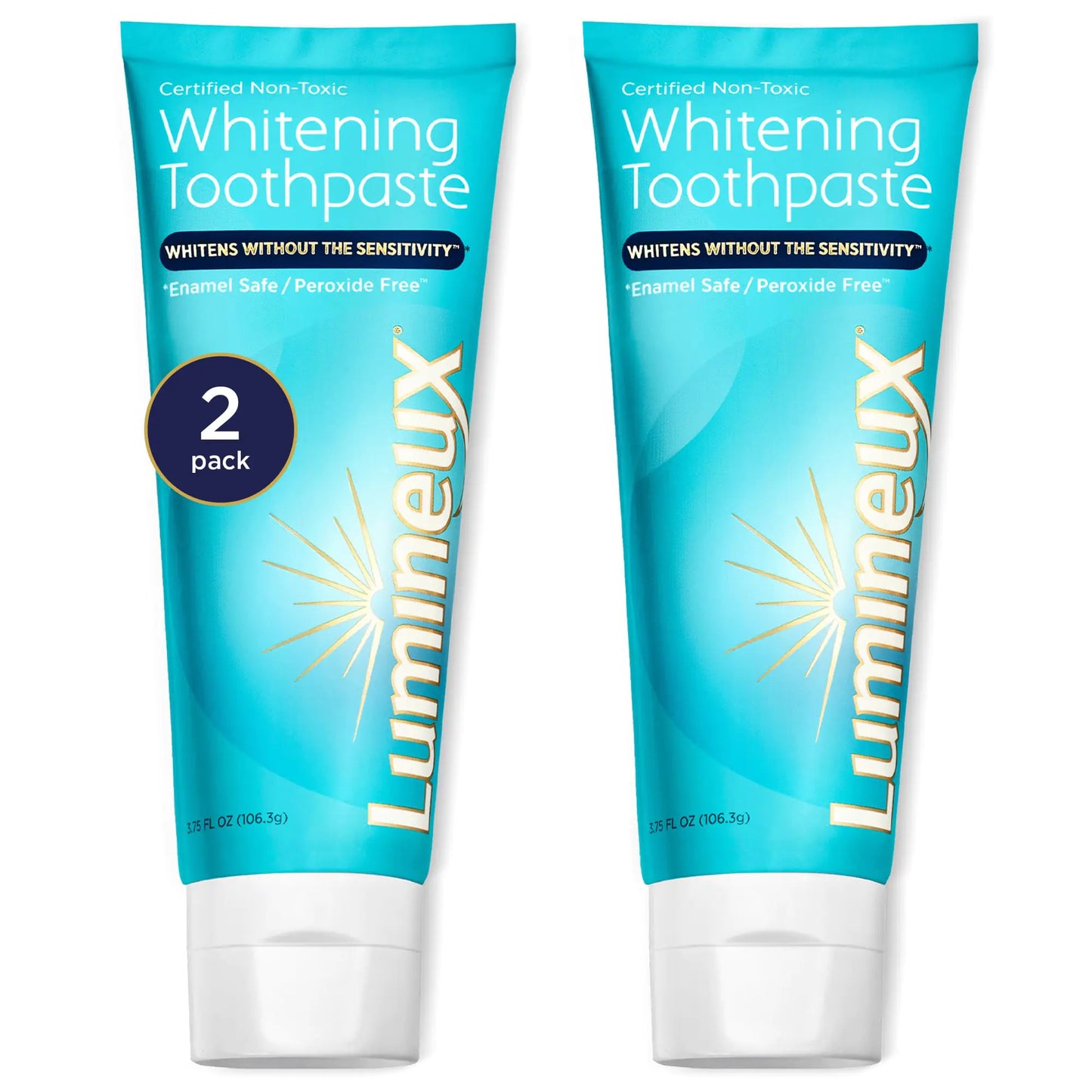 Lumineux Teeth Whitening Toothpaste 2 Pack Peroxide Free Enamel Safe for Sensitive Whiter Teeth Fluoride Free No Alcohol Artificial Colors SLS Free Dentist Formulated - 3.75 Oz
