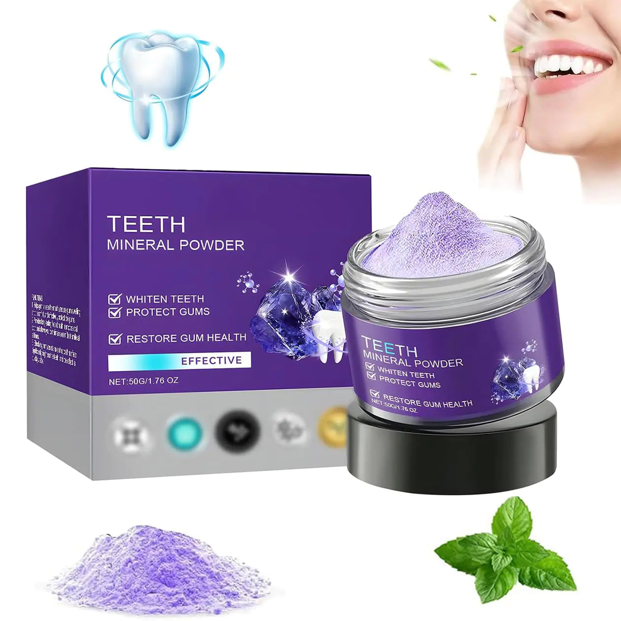 Teeth Restoration Mineral Powder Dental Powder Dental Restoration Mineral Powder - Natural Tooth Strengthening & Gum CareFreshen Breath (50g/1.76OZ)
