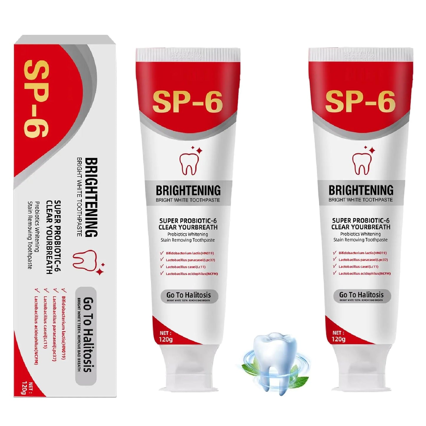 2Pcs Sp-6 Ultra Whitening Toothpaste Sp-6 Probiotic Brightening ToothpasteSuper probiotic 6 ToothpasteDeep Cleaning Care Fresh Breath Toothpaste.