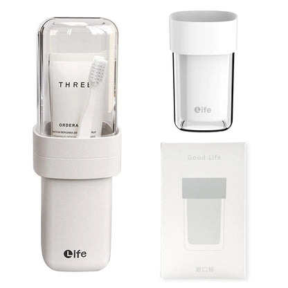 Portable Travel Toothbrush Case Covered Toothbrush Cup Holders Toothbrush and Toothpaste Travel Case Toothbrush Storage Organizer Container for Traveling Bathroom(White)