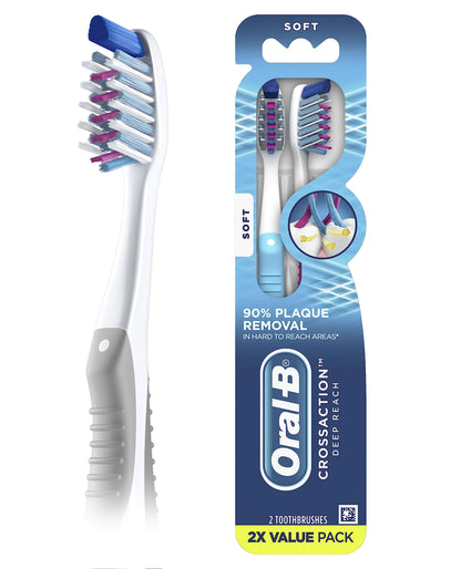 Oral-B CrossAction Deep Reach Manual Toothbrush Soft 2 Count