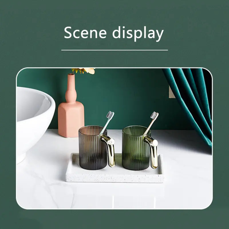 Luxury Mouthwash Cup with Creative Gold Plated Handle