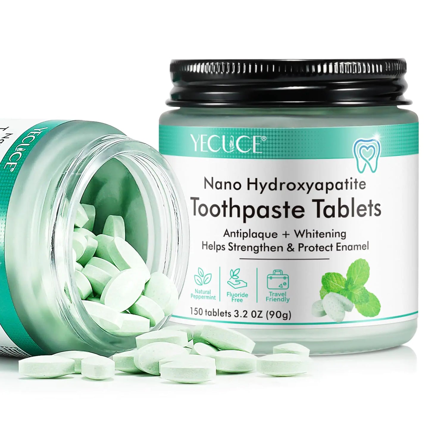 Generic 150P Toothpaste Tablets - Nano Hydroxyapatite Travel Mouthwash Tablets Sensitive Toothpaste Bites Kids Adults Spearmint