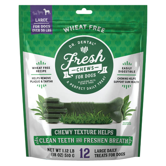 Dr. Dental Large Fresh Chews Dental Dog Treats Clear Large-18 OZ