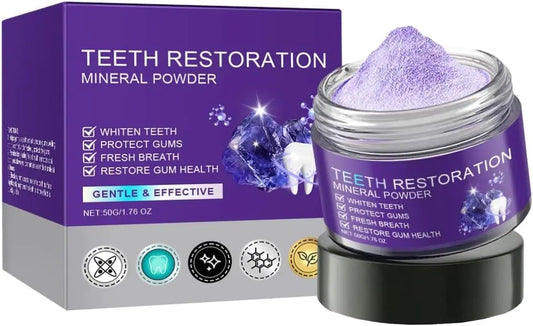 Teeth Restoration Mineral Powder Mineral Tooth Powder for Freshen Breath Whitening Natural Teeth Restoration Powder Effective in Strengthening Teeth and Gums(50g/1.76OZ)