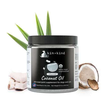 Organic Coconut Oil Pet Supplement for Dogs and Cats - Safe Natural Skin and Coat Support with Cold Pressed Extra Virgin Coconut Oil - Itchy Skin Dry Cracked Noses & Dry Skin Treatment - Made in USA