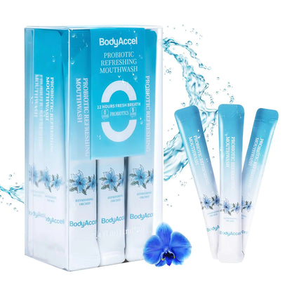 Mouthwash Travel Size Portable Probiotic Travel Mouthwash Strips Alcohol Free Fresh Breath Mint Mouth Wash for Adults 20 Packs