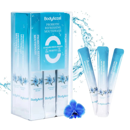Mouthwash Travel Size Portable Probiotic Travel Mouthwash Strips Alcohol Free Fresh Breath Mint Mouth Wash for Adults 20 Packs