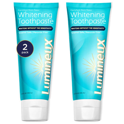 Lumineux Teeth Whitening Toothpaste 2 Pack Peroxide Free Enamel Safe for Sensitive Whiter Teeth Fluoride Free No Alcohol Artificial Colors SLS Free Dentist Formulated - 3.75 Oz