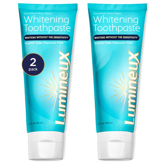 Lumineux Teeth Whitening Toothpaste 2 Pack Peroxide Free Enamel Safe for Sensitive Whiter Teeth Fluoride Free No Alcohol Artificial Colors SLS Free Dentist Formulated - 3.75 Oz