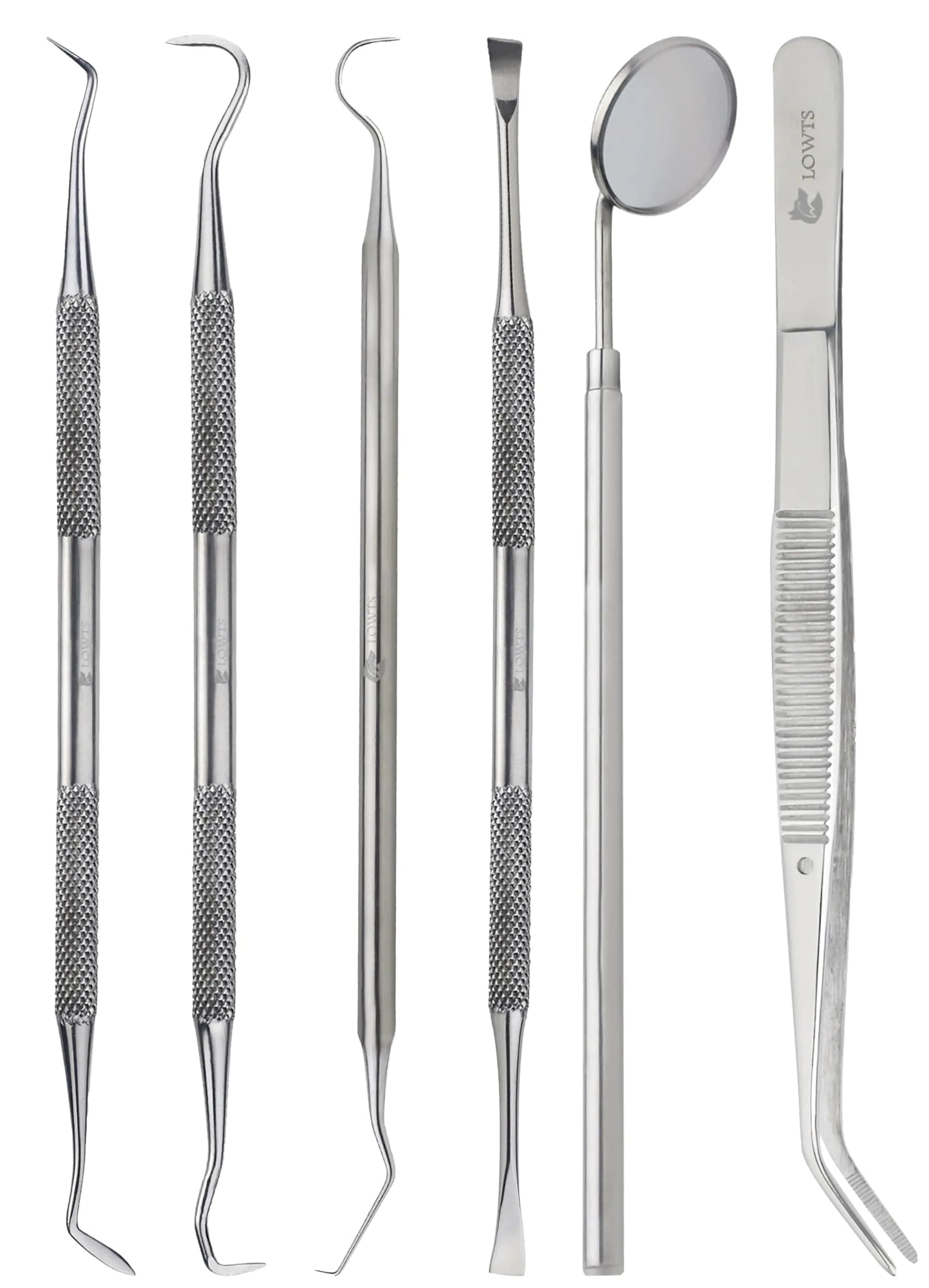 Dental Kit Tools 6 PC Dental Hygiene Kit Stainless Steel Tooth Scraper Plaque Remover Teeth Cleaning Tools Dental Hygiene Kit with Dental Picks Teeth Cleaning Kit