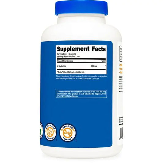 Nutricost L-Glutamine 800mg, 180 Capsules - Gluten Free & Non-GMO Health Supplement