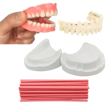 Denture Fake Teeth - Do it Yourself Full or Part Top and Bottom Fake Teeth at Home Repair Missing Teeth Improve Smile(Gypsum Model， Gum Material and Fake Teeth)