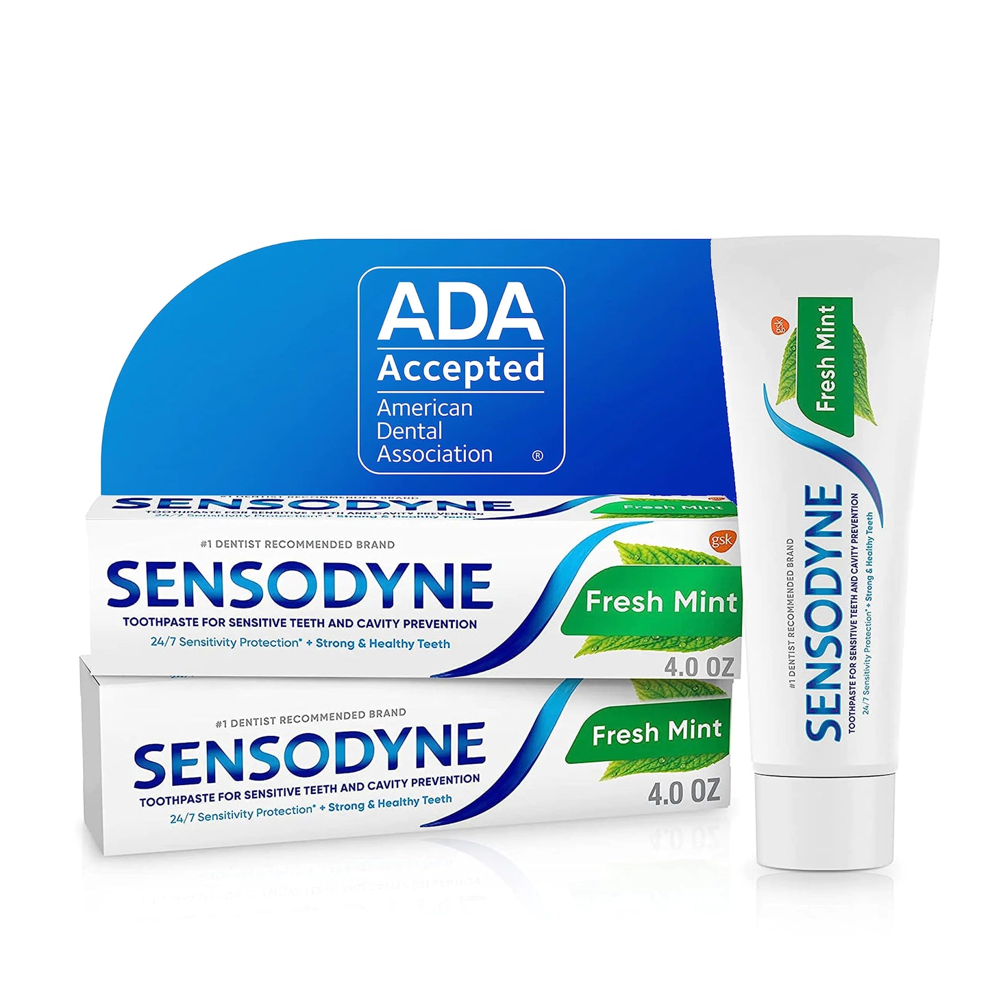 Sensodyne Fresh Mint Sensitive Toothpaste ADA Accepted Toothpaste for Cavity Prevention and Sensitive Teeth Treatment - 4 Ounces (Pack of 2)