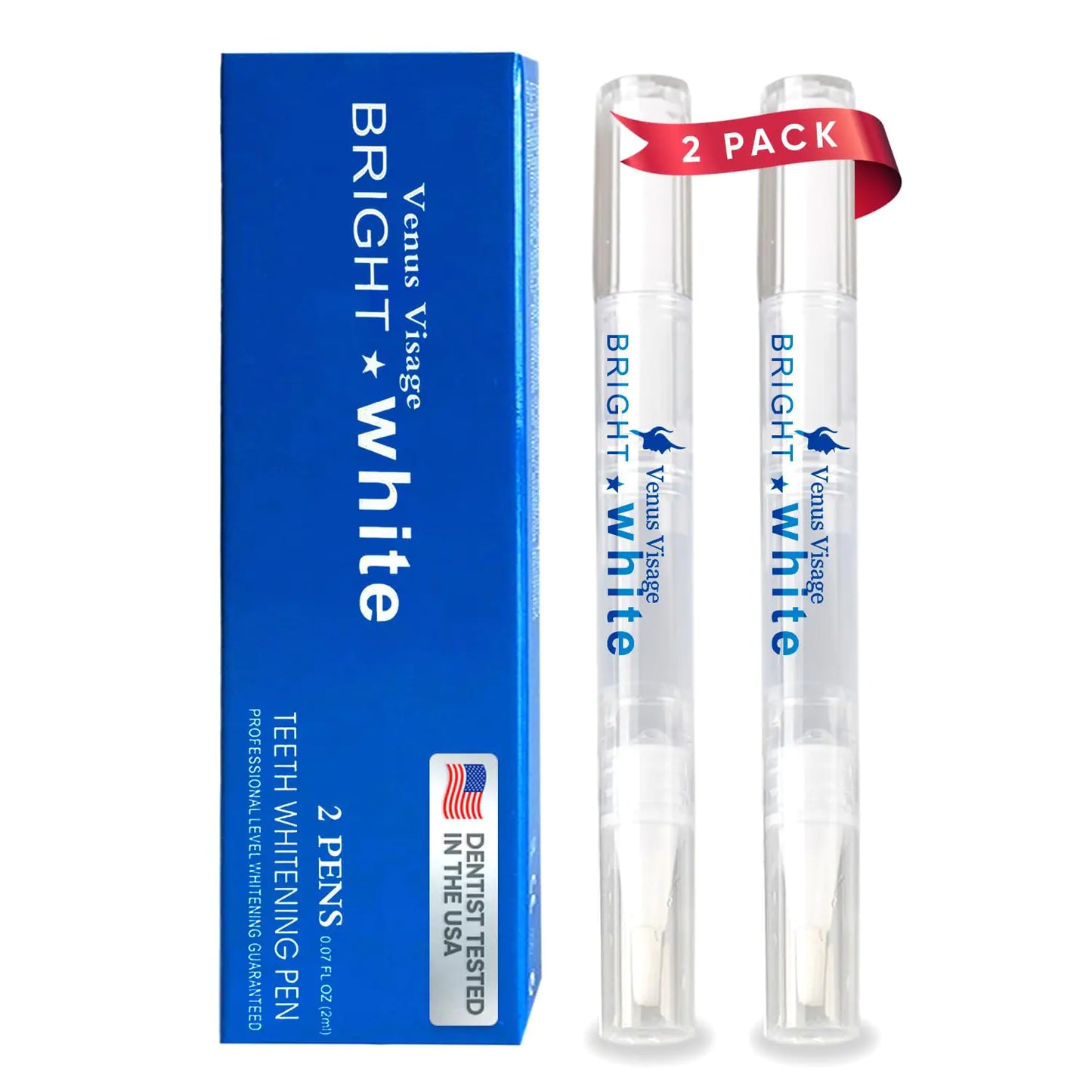 Venus Visage Award Winning Teeth Whitening Pen 20+ Uses - Teeth whitening Gel Professionally formulated - Best Teeth whitening Gel Pen Teeth Whitener - Low Sensitivity (Mint) (0.07 Fl Oz (Pack of 2))