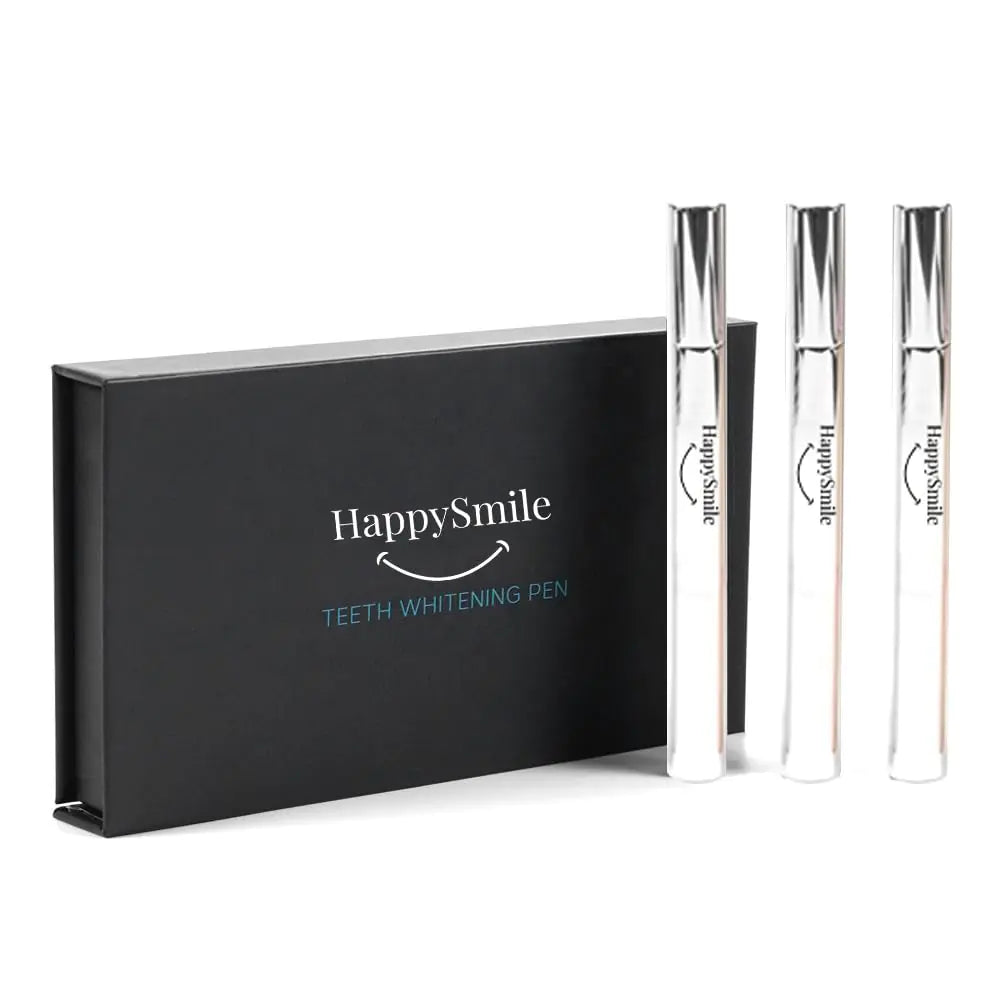 HappySmile Premium Teeth Whitening Pen Set of 3 - Achieve a Brighter Smile Easier Than Teeth Whitening Strips or Crest Whitening Strips - Professional Results Gentle on Sensitive Teeth