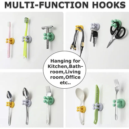 Silicone Toothbrush Holder Multi-Function Hook Organizer