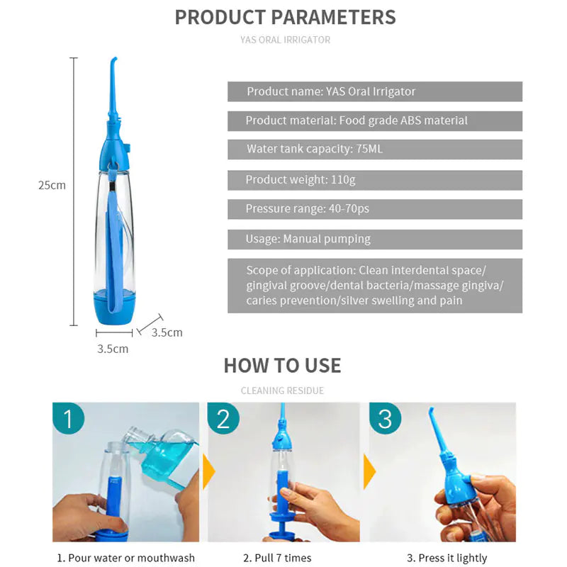 Portable Pneumatic Dental Oral Irrigator Device