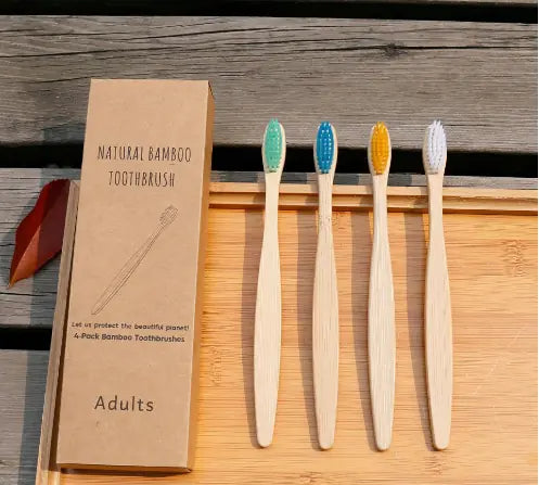 Bamboo Toothbrush Set for Adults (4 Pieces)