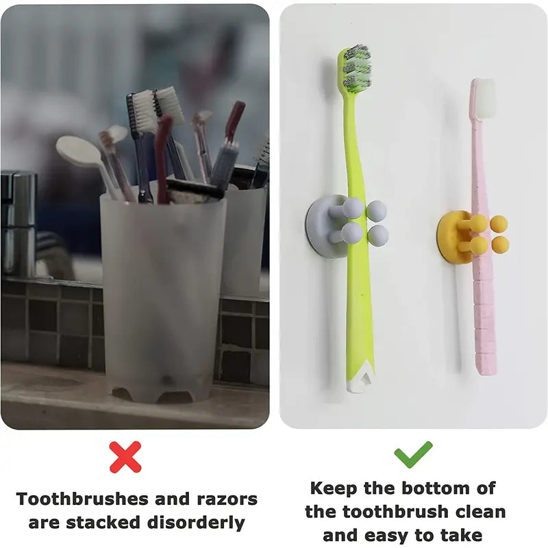 Silicone Toothbrush Holder Multi-Function Hook Organizer