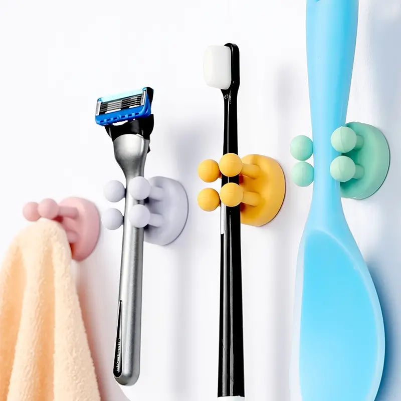 Silicone Toothbrush Holder Multi-Function Hook Organizer