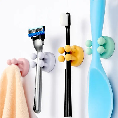 Silicone Toothbrush Holder Multi-Function Hook Organizer