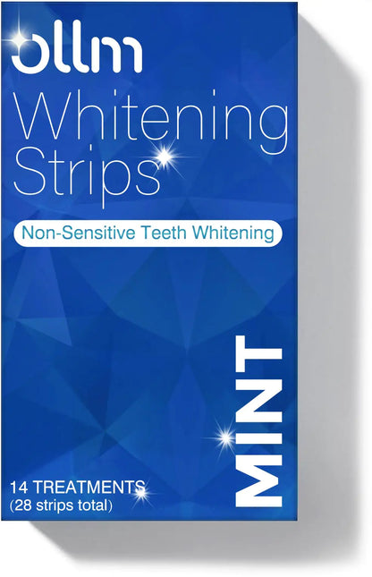 Ollm Teeth whitening Strip Enamel Safe - Hydrogen Peroxide for Sensitive Teeth 14 Treatments for Teeth whitening Professional and Safe Teeth whitening Strips Mint