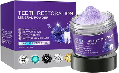 Teeth Restoration Mineral Powder Mineral Tooth Powder for Freshen Breath Whitening Natural Teeth Restoration Powder Effective in Strengthening Teeth and Gums(50g/1.76OZ)